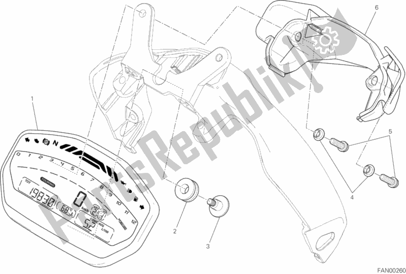 Todas las partes para Tablero De Instrumentos de Ducati Monster 821 Brasil 2016